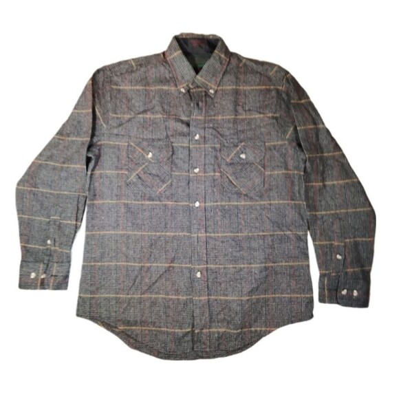 Mountain Tek Vintage Light Jacket Button Down Shirt Sz LG Grey Plaid - Picture 1 of 7